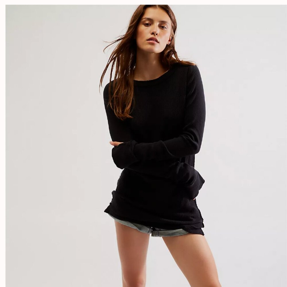 Care Free People FP Honey B Crew Neck Black (Sz S)